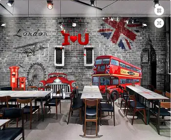 фото обоев 3d настенная роспись на заказ, Кирпичная стена, декоративная живопись в британском стиле, домашний декор, обои для стен, 3d спальня