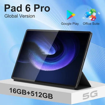 2023 Планшет Pad 6 Pro Android 10,1 дюймов HD 16G + 512 ГБ глобальный планшет 5G с двумя SIM-картами или WIFI Google Play планшетный ПК для ноутбука
