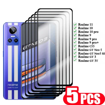 5шт 9D защитная пленка для экрана телефона Realme C55 Стекло для Realme 11 10 9 pro plus GT Neo 5 SE 3 3T Защитная пленка из закаленного стекла