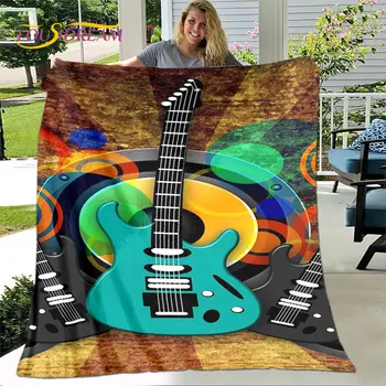 3D Креативное Музыкальное одеяло для гитары, Фланелевое одеяло, Теплое одеяло для дома, гостиной, спальни, Кровати, Дивана, офиса