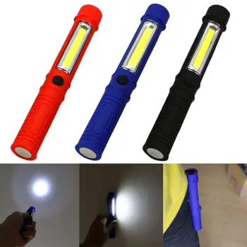 Многофункциональный COB светодиодный мини-светильник для проверки работы, светодиодный фонарик, лампа с нижним магнитом и зажимом, черный/красный/синий