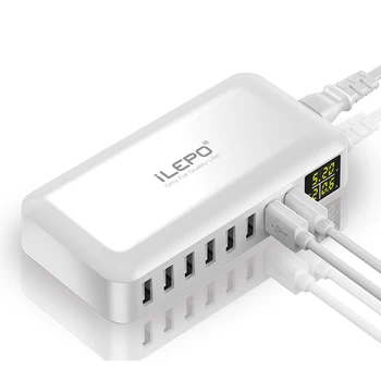 ILEPO 60 Вт 8 Портов USB Быстрое Зарядное устройство QC3.0 КОНЦЕНТРАТОР Smart Quick Charge СВЕТОДИОДНЫЙ Дисплей Мульти USB Зарядная Станция Мобильный телефон Настольный Домашний