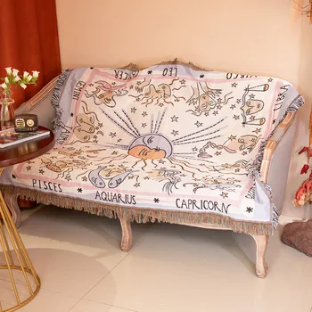 Белое одеяло с двенадцатью созвездиями в скандинавском стиле Креативный абстрактный декоративный диван для гостиной, коврик для кемпинга и пикника