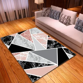 Мраморный ковер для спальни, ковры с абстрактной геометрией, Ковер для гостиной в скандинавском стиле, Детский игровой коврик, фланелевый противоскользящий ковер для кухни