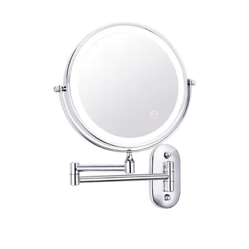 8-дюймовое светодиодное двухстороннее поворотное настенное зеркало для туалетного столика-3x 5x 10x Увеличение, сенсорная кнопка, зеркало для макияжа