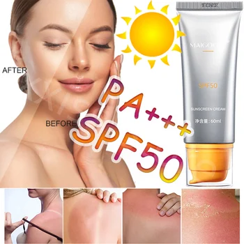 60 г солнцезащитного крема SPF50 PA +++ Освежающий нежирный изолирующий УФ-увлажняющий осветляющий солнцезащитный крем для ленивых
