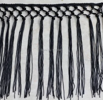 10 лет, черная плетеная полиэстеровая бахрома, Отделка кисточками, Кружевная отделка для латиноамериканских платьев, отделка для штор, Пришитая отделка 26 см T535