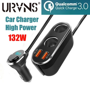 URVNS 120 Вт Разветвитель Гнезда автомобильного Прикуривателя Зарядное устройство Dual USB QC 3.0 Быстрая Зарядка 36 Вт Штекер адаптера питания Цифровой дисплей
