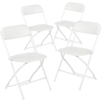 Пластиковый Складной стул серии Hercules™ - белый - 4 упаковки по 650 фунтов весом Удобное кресло для проведения мероприятий -Легкий складной стул