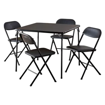 Набор карточных столов Cosco из 5 предметов, черный складной стол, портативный стол, складной стол