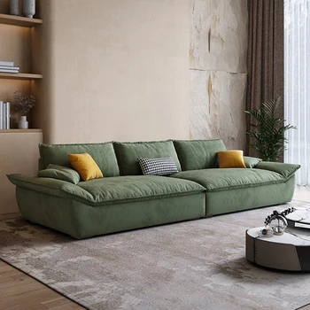 Xxl 3-местный диван Винтажный Зеленый Минималистичный Роскошный диван Дизайнерский Эргономичный Итальянский Салон Канапе для всего тела, Мебель для гостиной