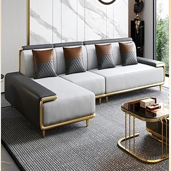 Комбинированный диван из скандинавской ткани, съемный и моющийся, современный минималистичный дом, небольшая квартира, гостиная, угловой свет, роскошь