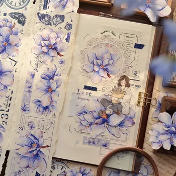 5-метровая Винтажная Цветочная Лента ДЛЯ ДОМАШНИХ ЖИВОТНЫХ Washi Diy Journal Stickers Синий цветочный