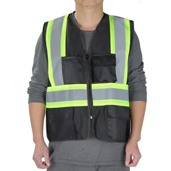 Защитный Светоотражающий жилет Унисекс для защиты от дорожного движения, флуоресцентный жилет с карманом, защитная светоотражающая одежда для безопасности работников