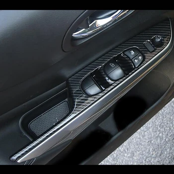 Для Nissan Navara NP300 2017-2019 ABS Углеродное волокно LHD Автомобильная Внутренняя Дверь, Окно, стекло, Переключатель Подъема, Панель, Отделка, Автомобиль-стайлинг 4