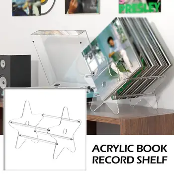 Прозрачный держатель для хранения виниловых пластинок, Подставка для альбомов, полка для записей, Дисплей для настольных фотографий, книг