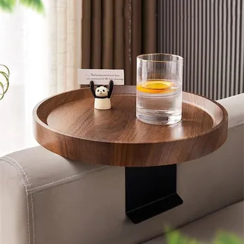 Журнальный столик для дивана, мини-приставной столик из МДФ, водонепроницаемый, устойчивый к пятнам угловой столик, подлокотник для дивана, лоток для установки-регулируется без установки