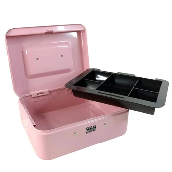 Новая металлическая коробка, портативный защитный сейф, розовая коробка с паролем, детский банк для денег, хранилище ювелирных изделий для дома, школы, офиса, 4 размера