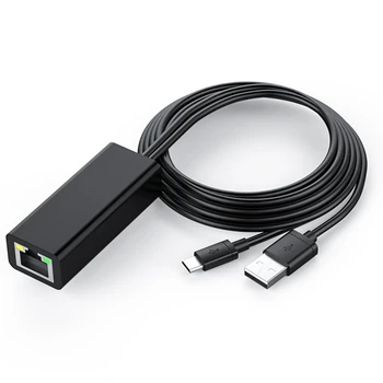 Адаптер Ethernet для телевизора Tv 4K Stick USB-C к сетевому адаптеру локальной сети RJ45 с кабелем питания USB 2.0 для подачи питания