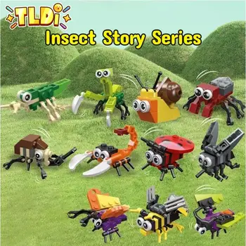 Насекомые, микро Строительные блоки, детская игрушка, креативные мини-кирпичи, мелкая частица, бабочка, Божья коровка, Оса, модель паука, детский подарок