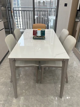 Минималистичный обеденный стол из массива ясеня в итальянском стиле, высококачественная комбинация обеденного стола и стула