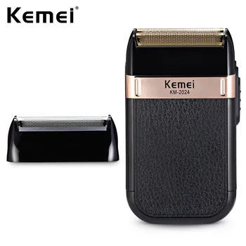 Мужская электробритва Kemei с USB-аккумулятором, Двухлопастная водонепроницаемая аккумуляторная бритва с возвратно-поступательным движением, Станок для бритья, Парикмахерский Триммер