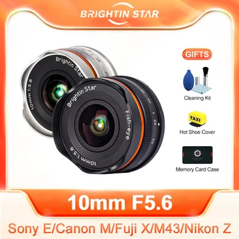 Brightin Star 10 мм F5.6 APS-C Широкоугольный Объектив с ручной фокусировкой Fisheye Prime для Sony E FE Canon EOS M Fuji X FX Nikon Z M4/3 Mount