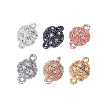 5шт Круглых магнитных застежек для ожерелья, браслета, соединителя Rhinstone Ball, магнитных бусин, застежек, пряжки, ювелирных изделий DIY