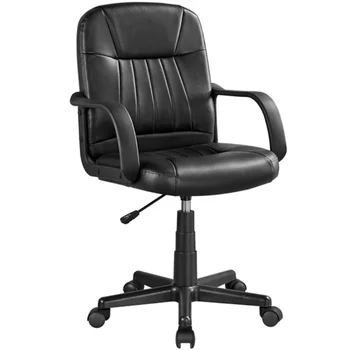 Офисное кресло SMILE MART с регулируемым поворотом из искусственной кожи, черное