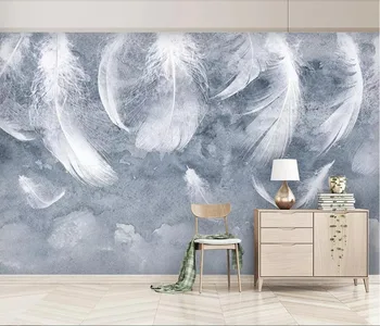 beibehang Пользовательские фотообои фреска современный минималистичный телевизор с белым пером диван фон обои домашний декор papel de parede