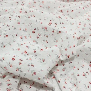 белая Хлопчатобумажная Вуалевая ткань Шириной 150 см с цветочным принтом, Винтажная Хлопчатобумажная ткань, материал для Baby X1447