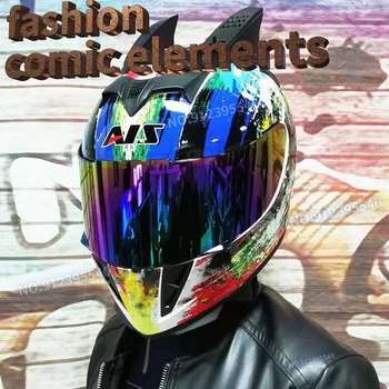 ais мотоциклетный шлем, летний противотуманный шлем с двойными линзами, 4 сезона, мотоциклетный Bluetooth, черный шлем воина, casco moto