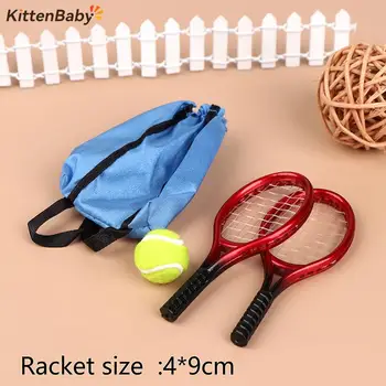 4 шт./компл. Кукольный Домик, Миниатюрная теннисная ракетка, набор теннисных сумок, Имитационная спортивная модель