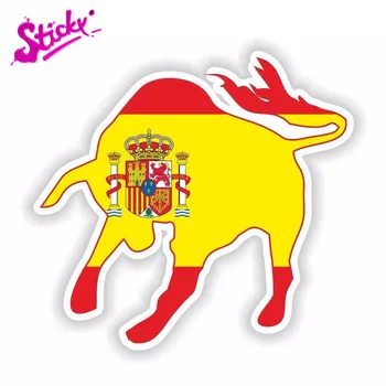 Липкая индивидуальность Флаг Испании На теле Taurus, шлем, наклейка на автомобиль, наклейка на мотоцикл, внедорожный багажник для ноутбука, Гитара, Виниловая наклейка