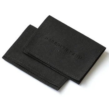 50ШТ 10 * 8 см Черный чехол из микрофибры с логотипом на заказ для подарочной упаковки ювелирных изделий
