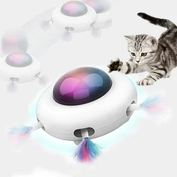 Автоматический дразнилка из перьев, игрушки для кошек, Интерактивные электрические сумасшедшие игрушки для котят, интеллектуальная игрушка для кошек, светодиодное управление