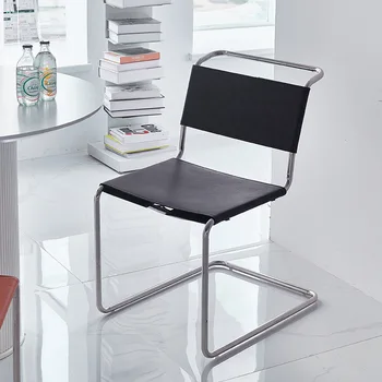 XX36 Средневековый простой обеденный стул из нержавеющей стали, Современное утолщенное седло из кожи, средневековая мебель, легкая роскошная консоль без подлокотников