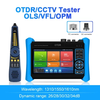 WANGLU 5,4-дюймовый более дешевый ручной OTDR в сочетании с тестером видеонаблюдения 8K H.265 IP OPM VFL Fiber Cable Tester
