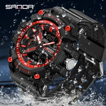 SANDA 2023 Новые спортивные Мужские часы Военные Кварцевые часы Водонепроницаемые наручные часы для мужчин Часы Shock relogios masculino 3179