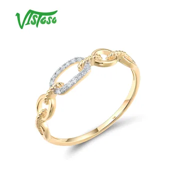 VISTOSO Pure14K Кольцо из желтого золота 585 пробы Для Женщин, Сверкающая Бриллиантовая цепочка и звено, Наращиваемые, Лаконичный свадебный подарок, Шикарные ювелирные украшения