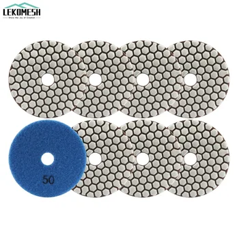 LEKOMESH 8 шт. Алмазные сухие полировальные накладки Гранитный мраморный шлифовальный диск Керамический камень 100 мм/4 