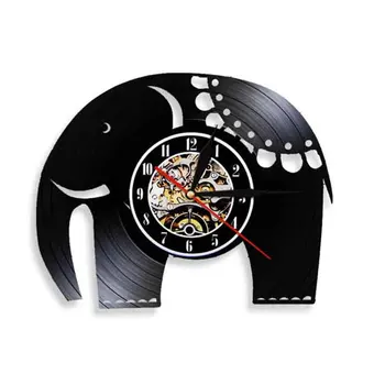 Настенные часы с изображением Индийского Слона, Домашний Декор, Винтажная Виниловая пластинка с животными Сафари, Настенные Часы, Детская Комната, Декор стен