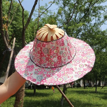 Трансформируемая Летняя шляпа, Женская Охлаждающая шляпа, Бамбуковая рамка, Многофункциональная в качестве вентилятора