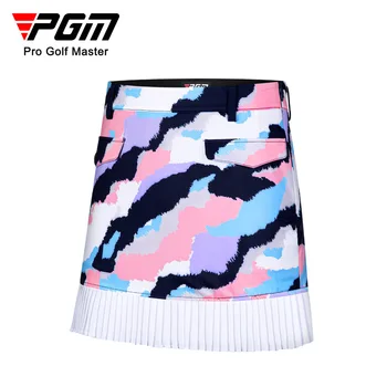 Женская летняя короткая юбка для гольфа PGM, Модная водонепроницаемая плиссированная юбка с разноцветным принтом, Юбка с откидывающейся спинкой