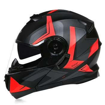 GHB-160 Персонализированный Мотоциклетный шлем с полным лицом, Мужские И женские Модные Шлемы с двумя линзами Для мотокросса, Модульный Флип-ап Casco Moto