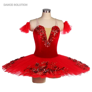 BLL026 Профессиональный Танцевальный Костюм-пачка Балерины, Красное Балетное Платье-пачка в Виде Блинов Для Взрослых И Девочек, Высококачественный Балетный Наряд