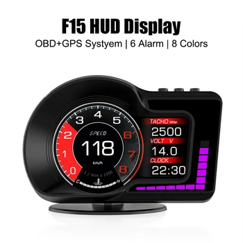 F15 OBD HUD, Головной дисплей, Диагностические Инструменты, GPS Спидометр, Милометр, Часы, Датчик Зажигания, Датчик для проверки салона Автомобиля